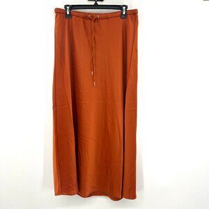 NWT Rachel Zoe Orange Satin Midi Skirt Women's 10